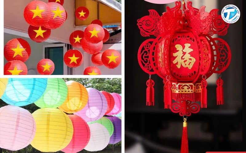 Hình ảnh các ý tưởng các kiểu trang trí lồng đèn vải ngày tết 1